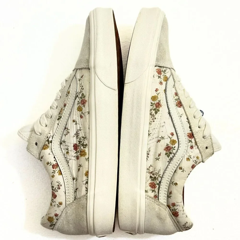 Vans Old Skool Floral Rose Cream Suede Sneakers Men 8.5 / Women 10 EU 41